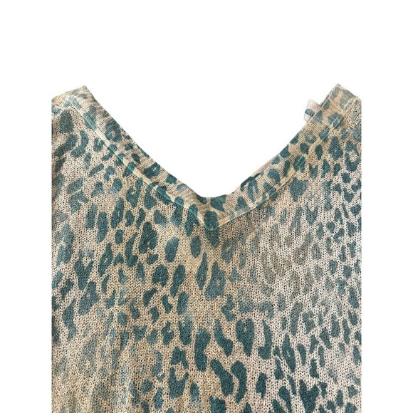 POL Top Womens Small Pullover Lightweight Sweater Cheetah Top Cropped 3/4 Shirt - Picture 2 of 8